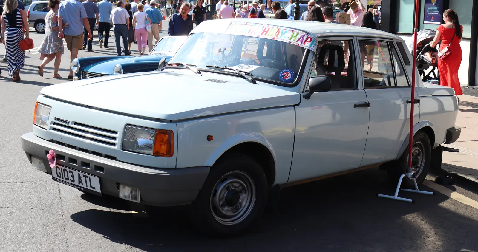 A Wartburg 1.3 saloon from 1990 at a motoring festival