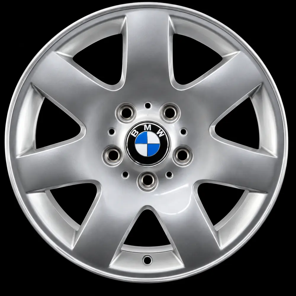 BMW-Felge Style 45: sieben Speichen, die zum Felgenrand breiter werden, frontal gesehen